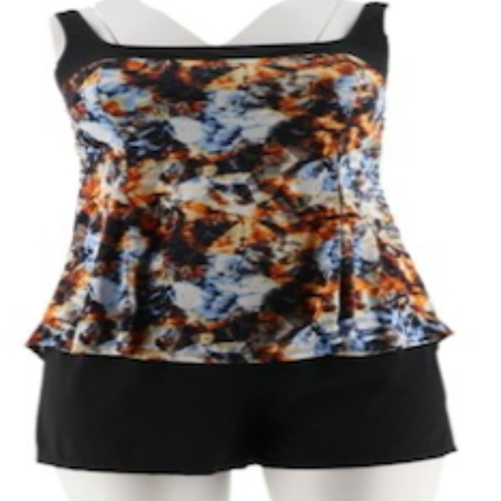 Fit 4 U Square Neck Tankini Swimsuit with Short